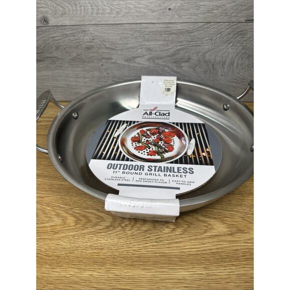 All-Clad Outdoor Stainless-Steel 11" Round Grill Basket ~NEW - Picture 3 of 7